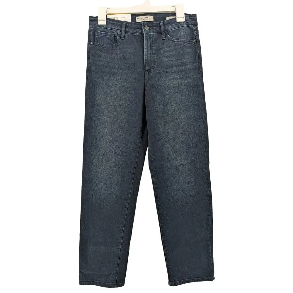 Social Standard by Sanctuary Jeans 8 Nighthawk Black Slim Straight HighRise Crop